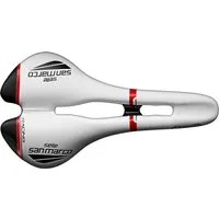 Selle San Marco Aspide Flow Racing Saddle with Xsilite Rails - White/Black/Red